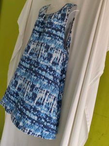 Terra&amp;sky Blue Tie-Dye Sleeveless Top