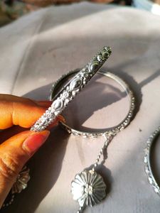 silver Set of Sparkling Bangles