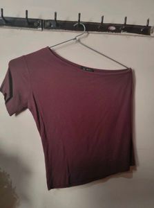 Maroon One-Shoulder Ribbed Top🫀👀