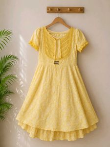 Yellow Floral Layered Midi Dress
