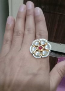 Statement Kundan Ring - Floral Design
