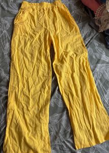 Vibrant Yellow Wide-Leg linen Pants