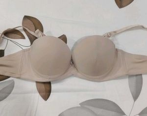 Nude Wired Padded Detachable Straps Bra