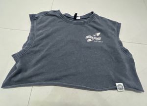 Grey Cropped Sleeveless T-Shirt