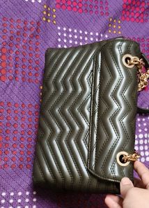 Inc.5 Textured Olive Structured Chain Sling Bag