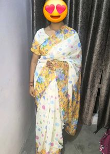 Vibrant Floral Print Saree