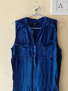 Branded Blue Sleeveless Jumpsuit