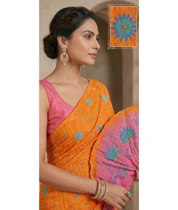 Sunset Bloom Ombre Embridered Saree