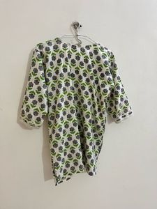 Floral Printed Kurti with Embroidered Neckline