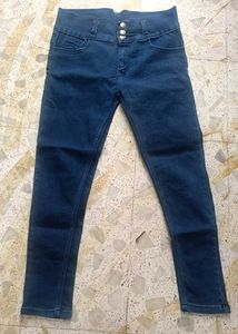 High Waisted Blue Denim Jeans