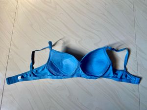 Blue Padded Underwire Bra