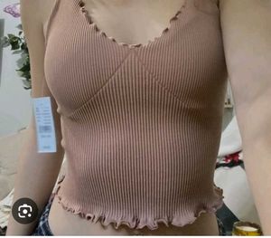 Ribbed Lettuce Trim Crop Tank