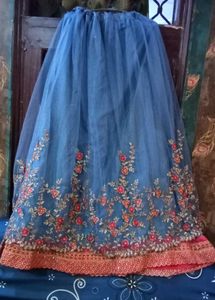 Stunning Red &amp; Blue Embroidered Lehenga Choli
