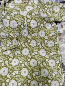Green Floral Kurta with Lace Trim