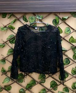 Sheer Black Sequin Party Top – It Girl Energy