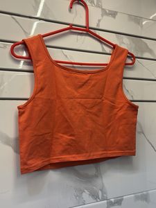 Vibrant Orange Cropped Tank Top
