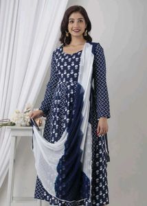 Blue &amp; White Ethnic Kurta Set