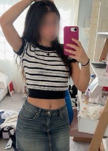 Striped Cropped Knit Top