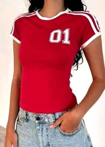 women red slim fit sport's inspired casual tshirt