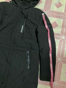 Black Padded Winter Parka Jacket
