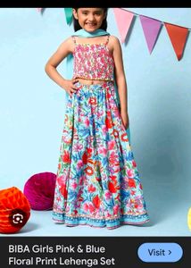 BIBA Girls Floral Print Lehenga Set