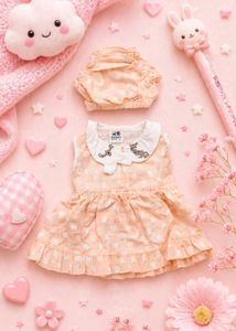 Adorable Peach Floral Baby Dress with Bloomers