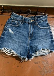 Ripped Denim Shorts