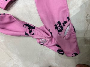 Pink "Angels Baby" Graphic Long Sleeve Crop Top