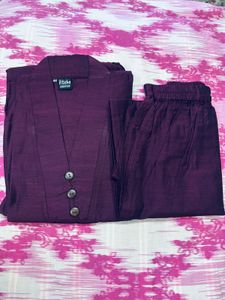 Burgundy Kurta Pant Set