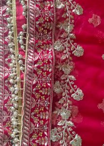 Red Embroidered Lehenga