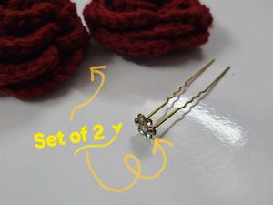 Handmade Knitted Rose Hair Clips (Set of 2)