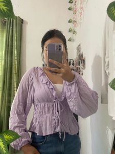 lavender tie front top