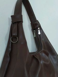 Chic Brown Faux Leather Hobo Bag
