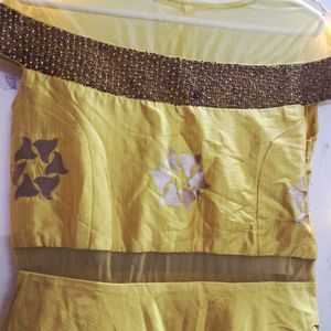 Elegant Yellow Embellished Ethnic Gown