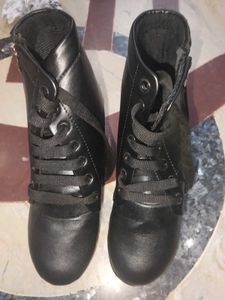 Stylish Black Lace-Up Ankle Boots