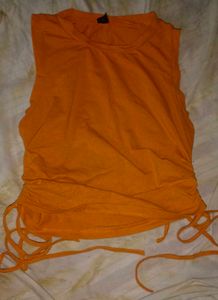 Vibrant Orange Ruched Side-Tie Tank