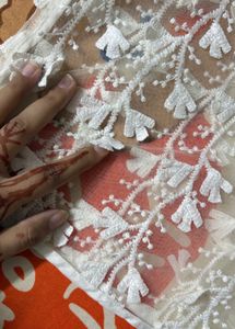 Sheer White 3D Embroidered Floral Top