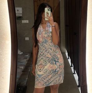 Paisley Print Halter Neck Mini Dress