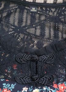 Chinese Inspired Floral Lace Sleeve Dress