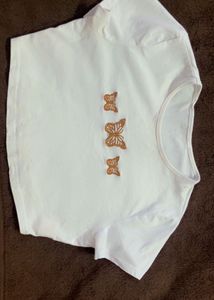 Butterfly Embroidered Crop Top
