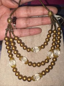 Elegant Gold Layered Beaded Necklace Set