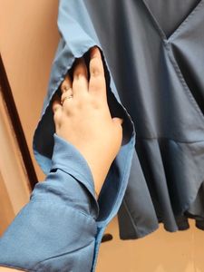 Elegant Blue Wrap Top