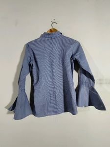 Blue Printed Shirt Top (Women's)