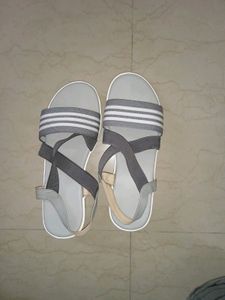 Cement Sky-blue Heel Belt Slippers