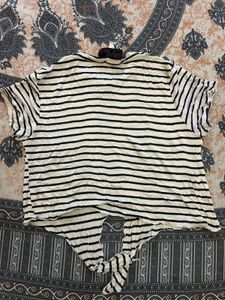 Striped Tie-Front Crop Top