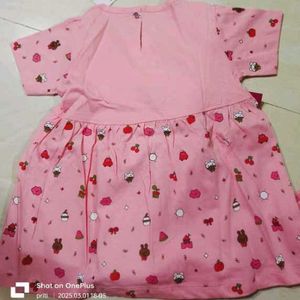 Cute Pink Bear Print Dress &amp; Panty Set