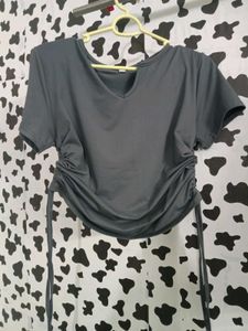 Lulu&amp;sky Chic Ruched V-Neck T-Shirt