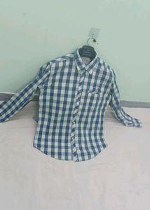 Men's Blue &amp; White Checked Shirt