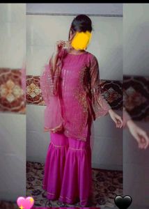 New Umbrella Plazzo With Heavy Kameez And Dupatta