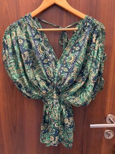 Bohemian Print V-Neck Blouse